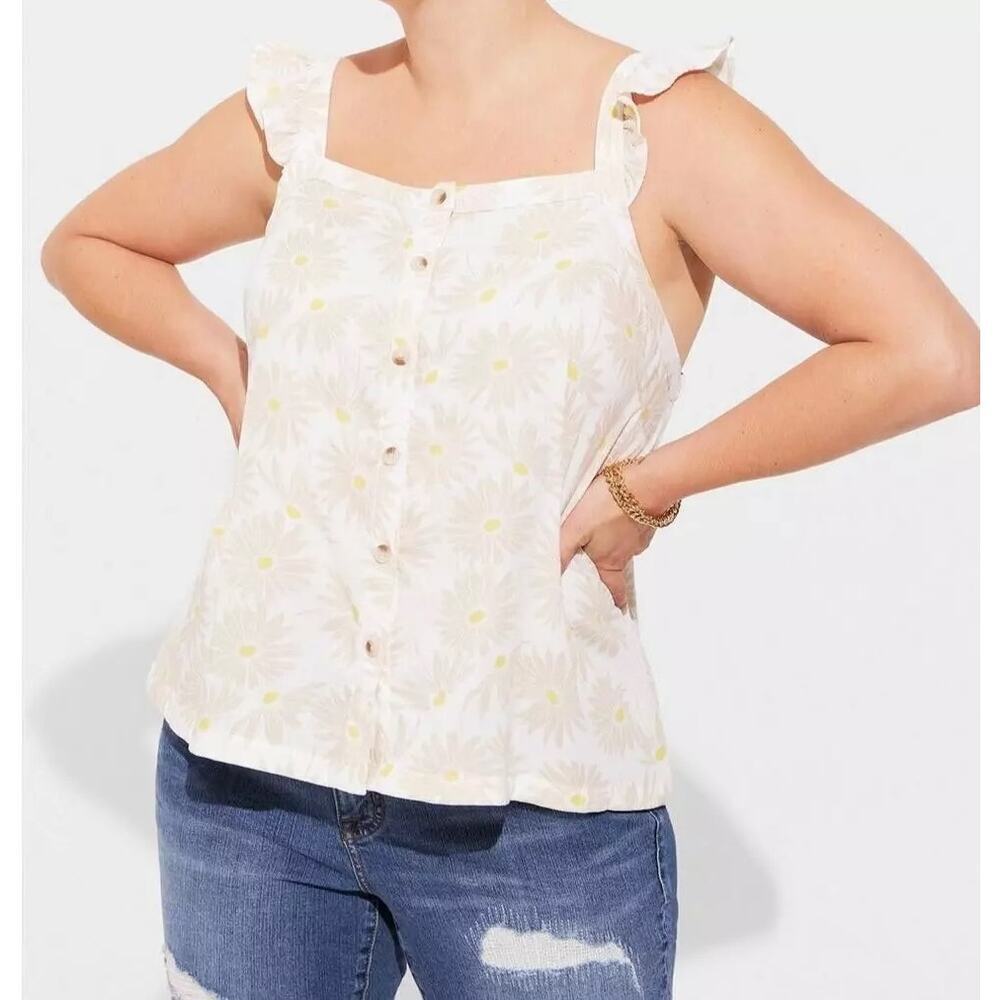 Torrid Ruffle Blouse Retro Print Size 1X 14/16